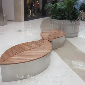 不锈钢户外座凳 公园长椅室外景观休闲椅 广场防腐木不锈钢休闲座椅