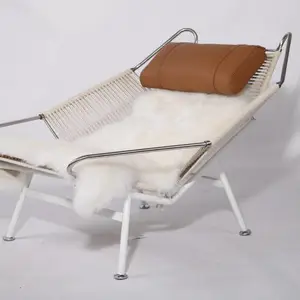 客厅休闲真皮躺椅(PP225 Flag Halyard Chair)