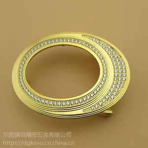 新款不锈钢镶钻镶玉皮带扣 男士圆形裤腰带卡子源头厂家定制