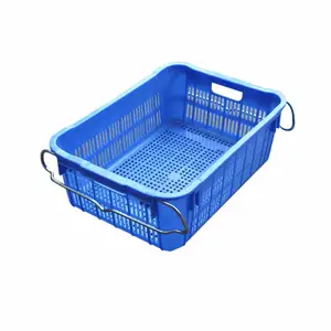 云/南普/洱带金属提扣塑胶筐蔬菜配送框子全新料周转筐