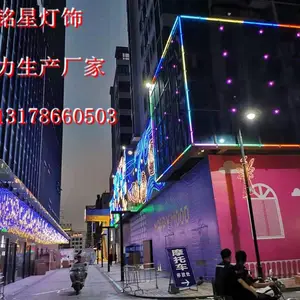 酒店幕墙灯光装饰三维图 LED灯饰画装饰实境图 铭星实力灯光美陈专家