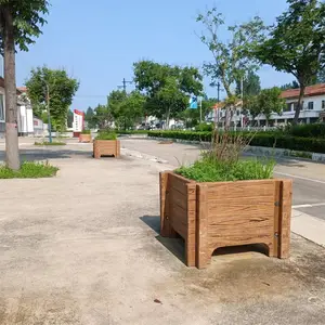 仿木市政花箱 混凝土花盆 道路公园小区用方形水泥花槽隔离