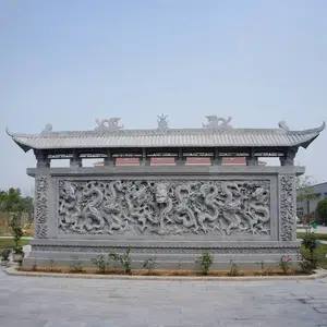 大型青石九龙照壁定做,石雕九龙壁厂家直销,景区广场村庄祠堂影壁
