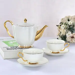 唯奥骨瓷供应欧式咖啡具套装 金边壶杯碟套装 下午茶水杯定制