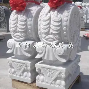 石雕门墩抱鼓石汉白玉麒麟门鼓石别墅酒店门口石鼓雕塑摆件