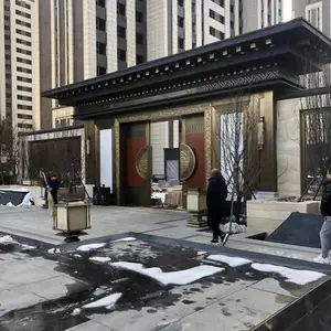 建发售楼部仿古铜不锈钢包柱 包板 金属大门 柜子 隔断制作安装