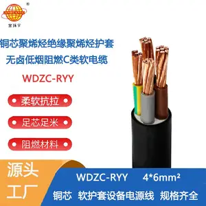 金环宇电线电缆 WDZC-RYY 4x6平方 低烟无卤阻燃电缆 软护套电缆