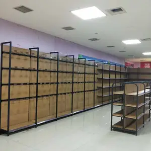 金龙恒晟商超货架 四柱木纹转印展架 层高可调节