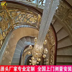 铜制品定做双跑楼梯防护栏杆 铜艺楼梯加工厂 新特