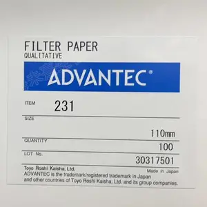 231-110 ADVANTEC东洋,No.231 定性滤纸孔径6um直径110mm
