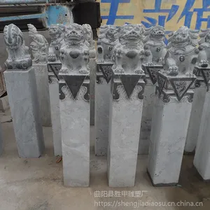 仿古石雕 拴马桩做旧 石雕狮子金蝉*** 拴马桩加工定做