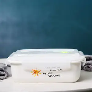 陶瓷饭盒学生上班族 分隔型分格微波炉专用 大容量瓷便当盒餐盒