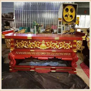 正圆法器木雕供桌　定做红木元宝桌　寺庙大型供桌制作厂家