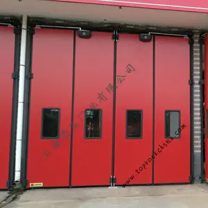 消防车库门 消防队专用折叠门 电动折叠门 品牌强国顶石门业