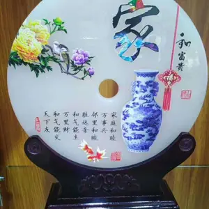 焕环祥工艺 玉石彩雕平安扣摆件制作 旅游纪念品定制