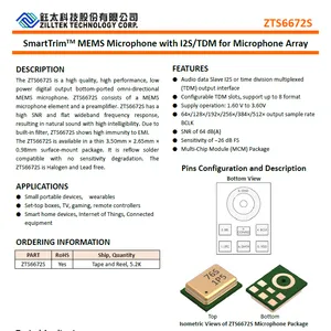 钰太ZTS6672S 高性价比TDK硅麦平替