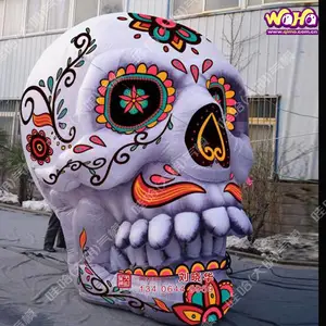 3m仿真花纹骷髅头充气万圣节气模亡灵节道具酒吧布场恐怖鬼怪模型