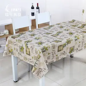 RNPT瑞年 供应***厚布底彩绘台布塑料桌布 防水防油防烫PVC餐桌布
