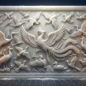 石雕影壁墙花岗岩照壁青石屏风福字迎门墙别墅庭院围墙浮雕背景墙