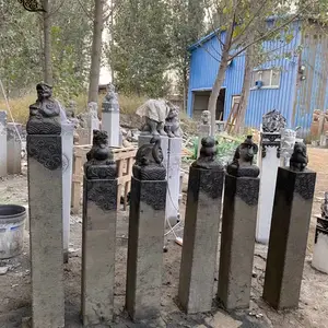 青石仿古石雕拴马桩做旧四方神兽石狮子十二生肖麒麟貔貅龙之九子
