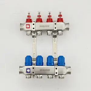 不锈钢地暖分集水器带流量计,大流量分集水器 DN25