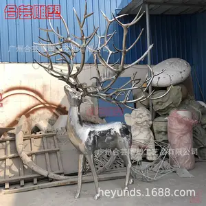 不锈钢鹿雕塑304镜面立体几何镂空户外景观装饰艺术创意摆件定制