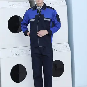 雄琛纯棉劳保套装定做 工衣防静电耐磨工作服刺绣印刷logo
