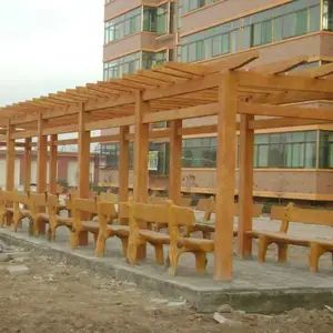 武清区混泥土仿木花架,萌轩景观,混泥土仿木花架报价