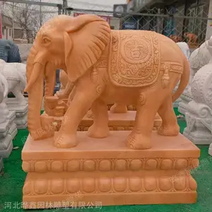 晚霞红石雕大象 吉祥如意象门口***进财摆件石雕动物