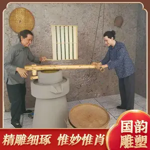 上海蜡像定制 老太太推磨蜡像 电动蜡像 动态硅胶人雕塑