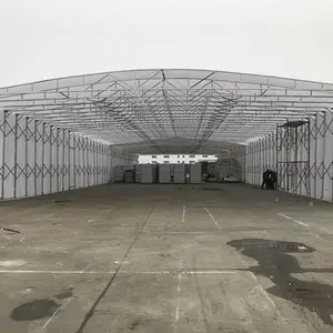 安装架空型轨道活动篷浙江工厂屋顶悬空推拉蓬遥控电动伸缩仓库棚