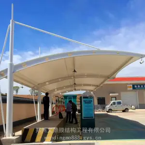 长治充电站雨棚膜结构厂家 晋城充电桩遮阳顶棚张拉膜安装