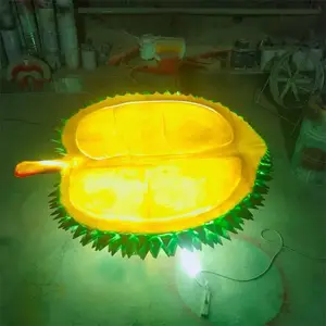 大型发光仿真榴莲雕塑定制 玻璃钢热带水果模型水果店门头摆件