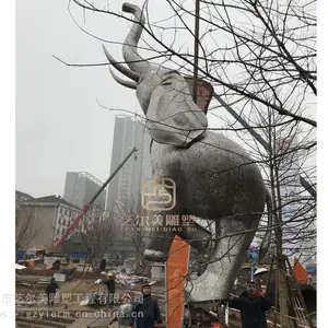 广州不锈钢雕塑 户外景区大象镂空发光雕塑 特色抽象大象金属雕塑摆件