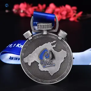 城市马拉松长跑比赛金银铜纪念挂牌 体育运动金属烤漆奖牌定制