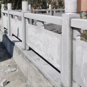 六盘水市石材栏杆雕刻厂家 湖畔石雕护栏围栏一米价格