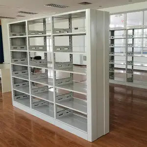 单面钢制书架学校书架 双面图书馆书架 钢木结构可定制
