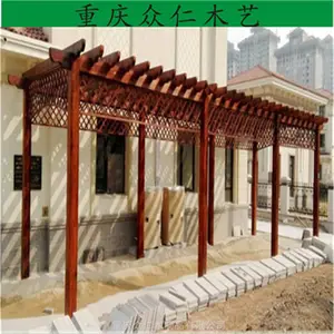 丰都公园防腐木花架 景区防腐木平台 防腐木栏杆 防腐木栈道设计安装 众仁木艺