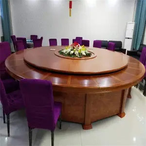 枣阳供应实木电动餐桌酒店大圆桌实木火锅桌款式岩板餐桌酒店家具大全