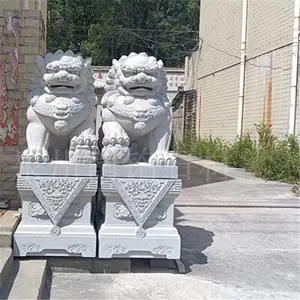 福建石狮子 g603芝麻白北京狮 狮子来图定制加工