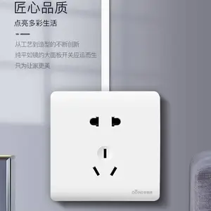 GLY格利亚明装大板5孔插座 德国进口PC原料大面板二三极插座