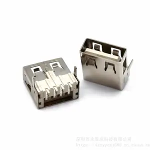 USB 2.0�����Aĸ ����10.0 90�Ȱ�����Ƭ H=6.3mm �ĽŲ��SMT ֱ�� �ڽ�