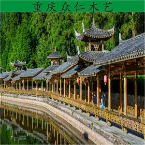 景区芬兰木琉璃瓦长廊 仿古实木亭子长廊设计安装 众仁木艺