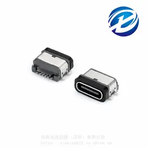 防水TYPE-C 6P母座 四脚插板 沉板0.55 板上SMT 防水ip67级