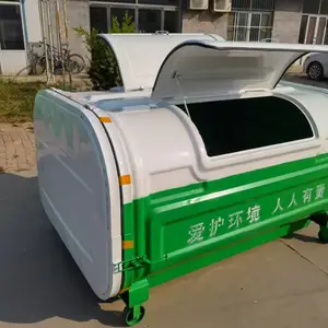 绿色大型户外勾臂垃圾箱 长安垃圾车3方5方车载勾臂垃圾箱