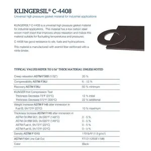 克林格/klinger C-4408 进口无石棉工业通用高压密封垫片