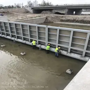 其廷景观液压钢坝 底横轴旋转驱动翻板闸门 液压河坝闸门