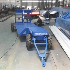 前高后低牵引工具车 自身高度低外轮胎牵引平板车 2 3 5吨微挖挖机拖车