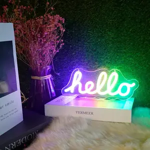 跨境ins系列LED炫彩霓虹灯 亚克力背板hello造型DIY氛围灯