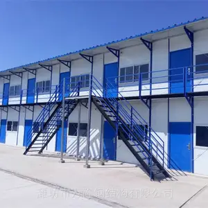 工地双楼梯活动房屋 用材好 美观坚固 万隆 彩钢箱住房 包工包料包安装